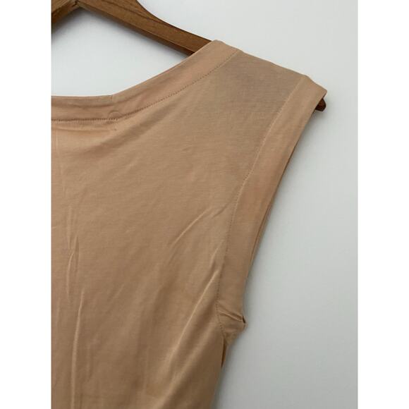Anthropologie Drape Wrap Tank Top Nude Brown Tan Sleeveless EUC XS Assymetric - Picture 8 of 10